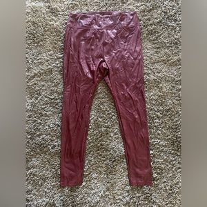 Red Faux Leather Tights